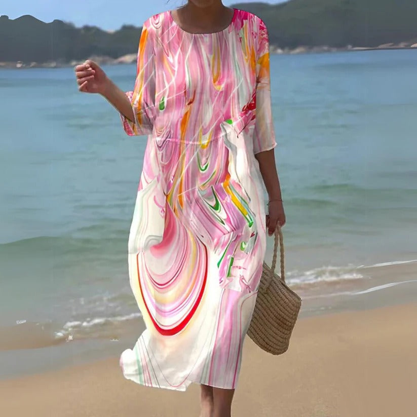 Robe Midi Fluide Élégante Pour Femme Amawinc Silhouette Légère Et Polyvalente Pour Tous Les Styles