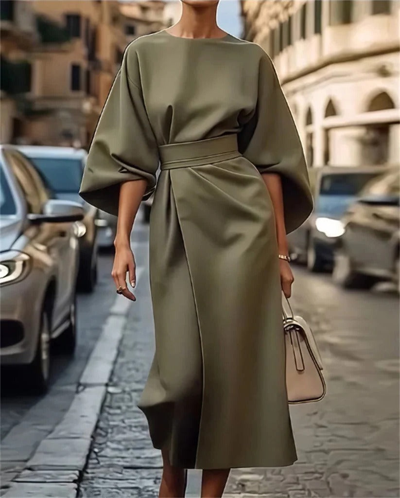 Robe Mi Longue Trapèze Amawinc Silhouette Polyvalente Pour Travail Et Soirées Printemps Automne