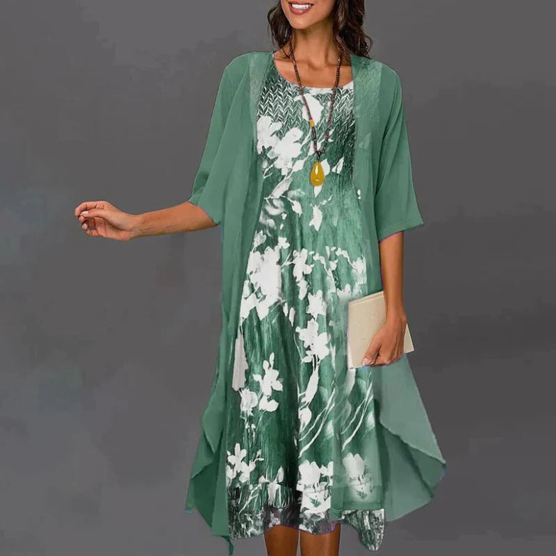 Robe Fleurie Avec Blazer Amawinc Ensemble Deux Pièces Pour Bureau Événements Sociaux