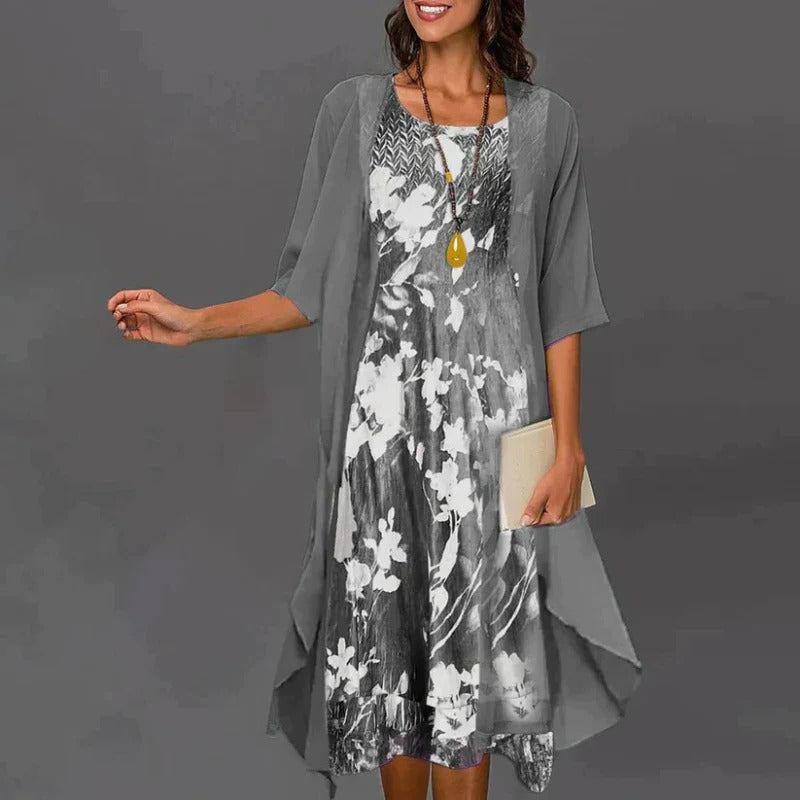 Robe Fleurie Avec Blazer Amawinc Ensemble Deux Pièces Pour Bureau Événements Sociaux