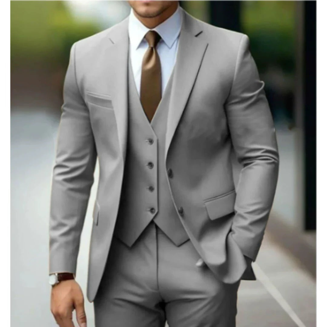 Amawinc Ensemble Costume Trois Pièces Pour Homme Veste Gilet Pantalon Coupe Ajustée Formelle Professionnelle