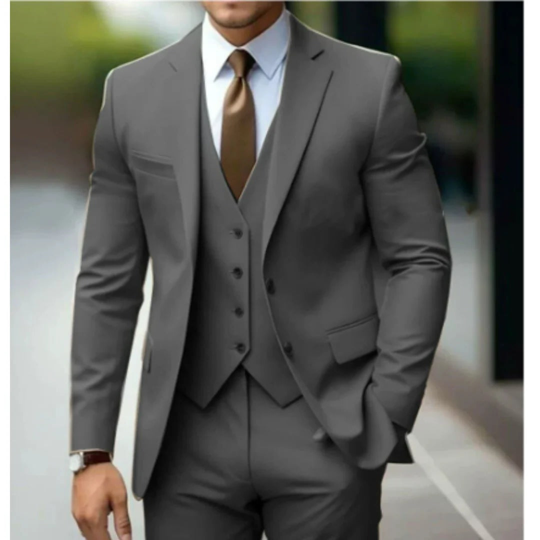 Amawinc Ensemble Costume Trois Pièces Pour Homme Veste Gilet Pantalon Coupe Ajustée Formelle Professionnelle