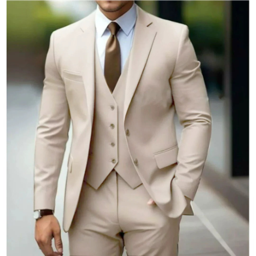 Amawinc Ensemble Costume Trois Pièces Pour Homme Veste Gilet Pantalon Coupe Ajustée Formelle Professionnelle