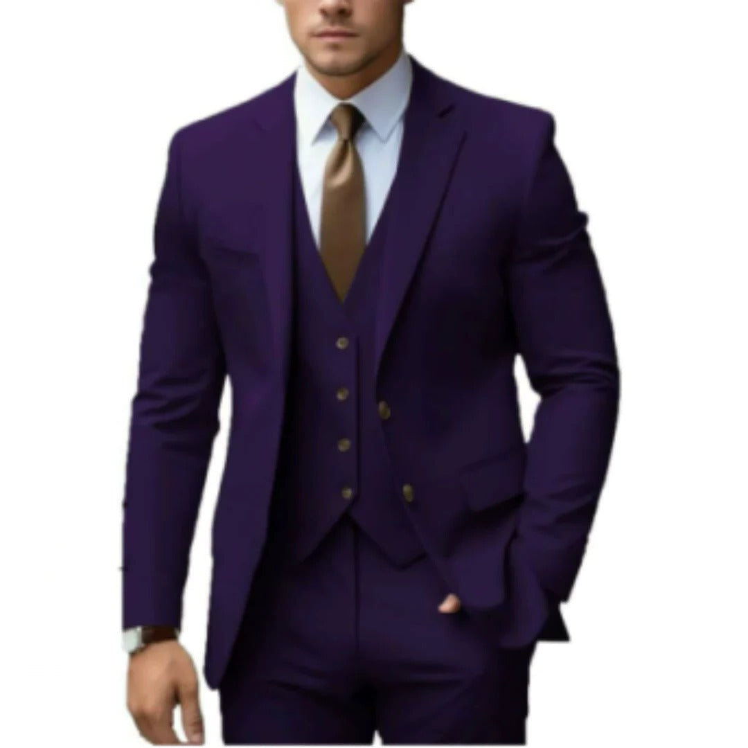 Amawinc Ensemble Costume Trois Pièces Pour Homme Veste Gilet Pantalon Coupe Ajustée Formelle Professionnelle