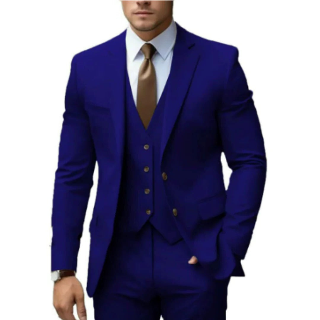 Amawinc Ensemble Costume Trois Pièces Pour Homme Veste Gilet Pantalon Coupe Ajustée Formelle Professionnelle