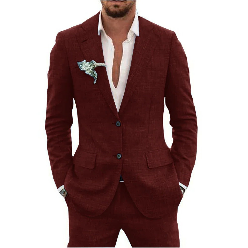 Amawinc Ensemble Deux Pièces Homme Été Léger Respirant Veste Et Pantalon Pour Événements Formels Diurnes
