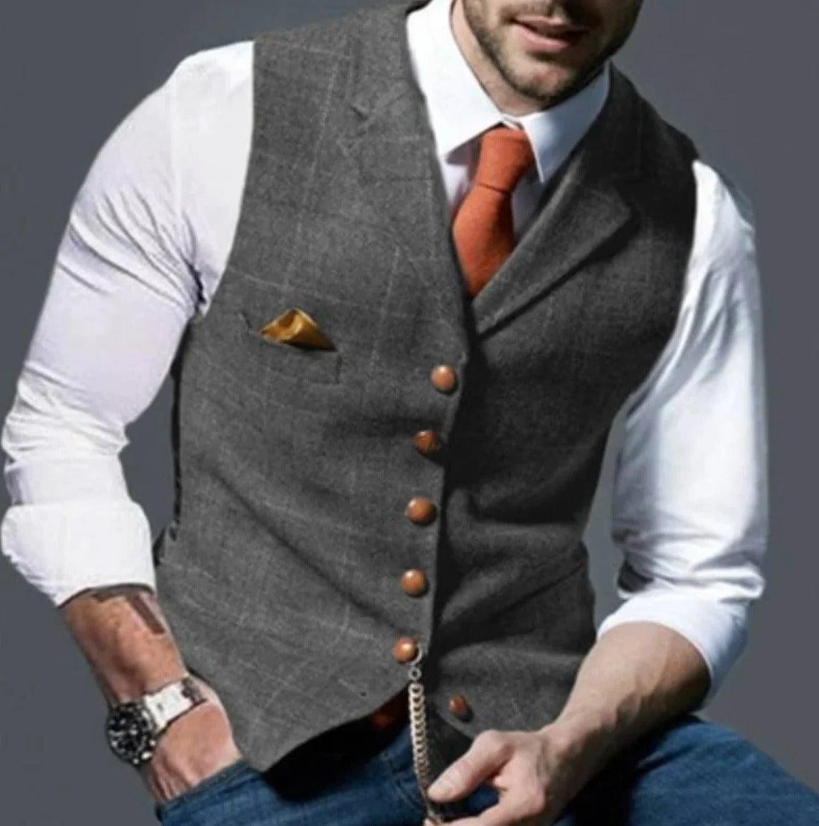 Gilet Homme Style Vintage Avec Col À Encoche Pour Tenue Formelle Ou Décontractée Indispensable