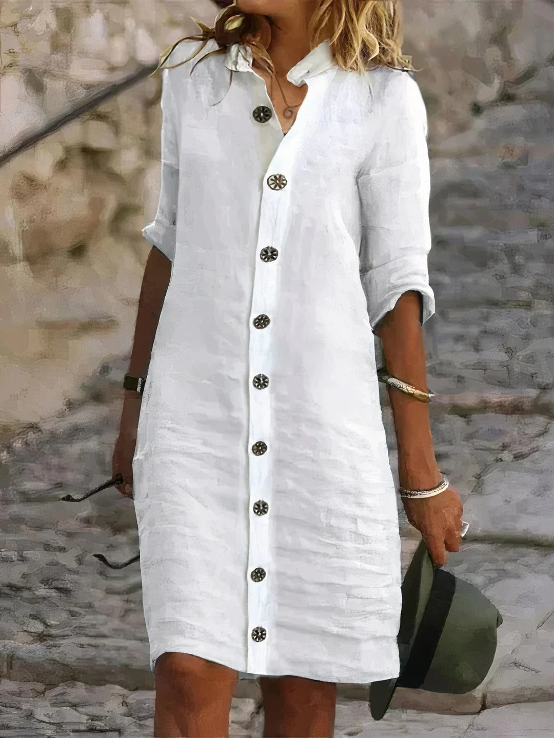 Robe Chemise Boutonnée Sur Le Devant Amawinc Silhouette Décontractée Et Droite Idéale Pour Journées Chaudes Et Routines