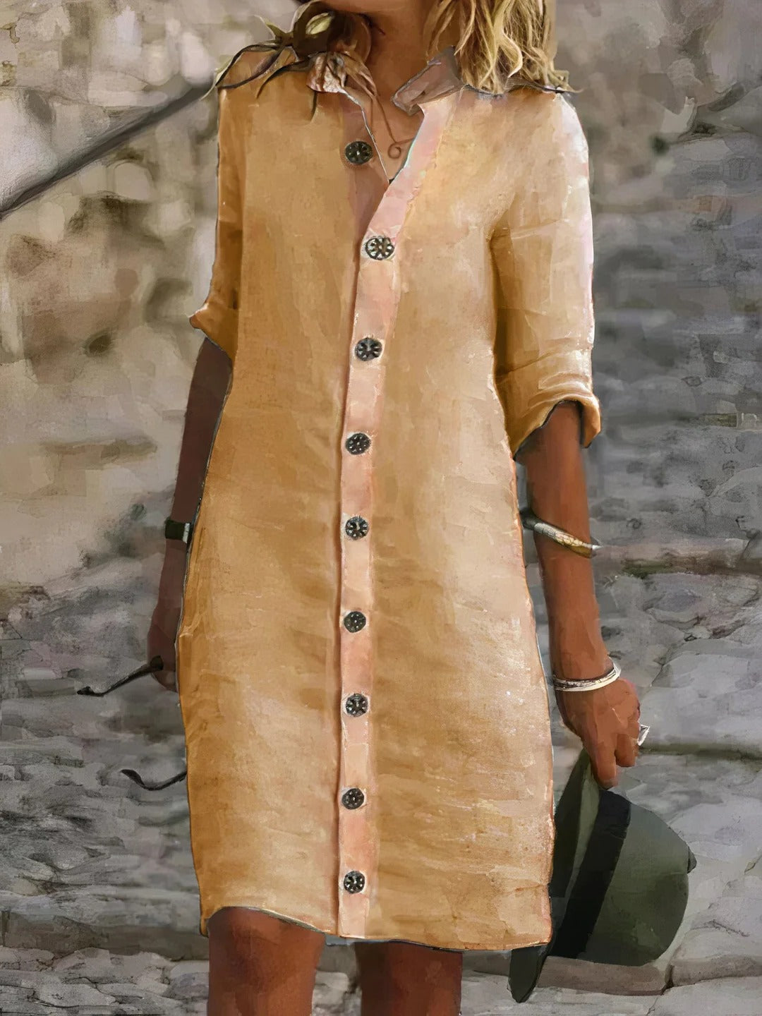 Robe Chemise Boutonnée Sur Le Devant Amawinc Silhouette Décontractée Et Droite Idéale Pour Journées Chaudes Et Routines