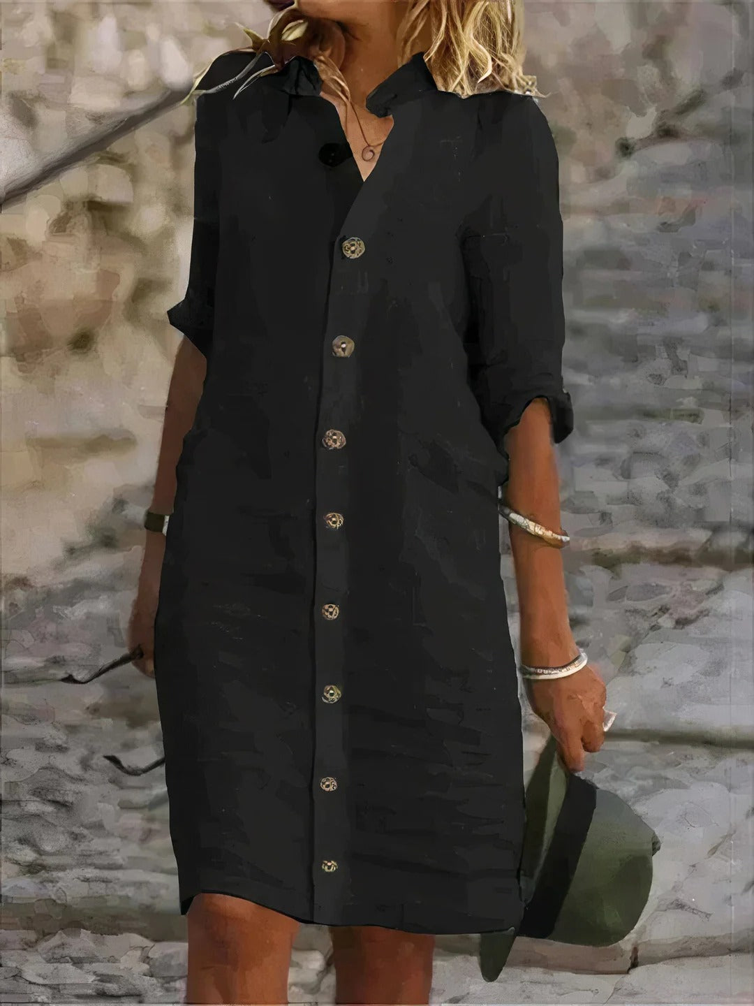 Robe Chemise Boutonnée Sur Le Devant Amawinc Silhouette Décontractée Et Droite Idéale Pour Journées Chaudes Et Routines