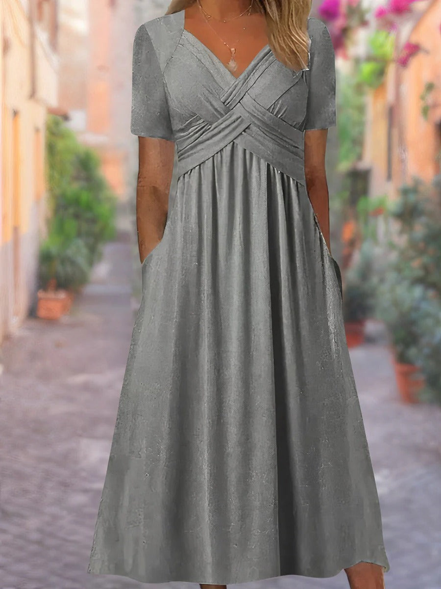 Robe D'Été Encolure En V Confortable Pour Le Quotidien Et Décontractée Idéale Pour Les Sorties De Jour