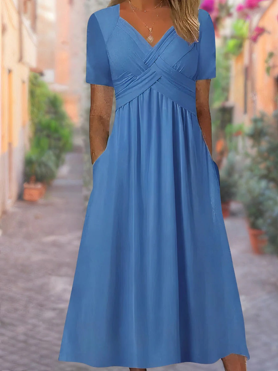 Robe D'Été Encolure En V Confortable Pour Le Quotidien Et Décontractée Idéale Pour Les Sorties De Jour