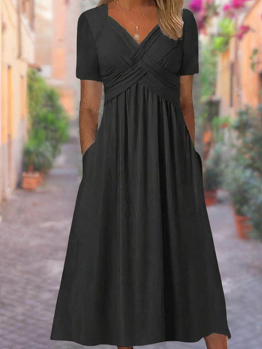 Robe D'Été Encolure En V Confortable Pour Le Quotidien Et Décontractée Idéale Pour Les Sorties De Jour