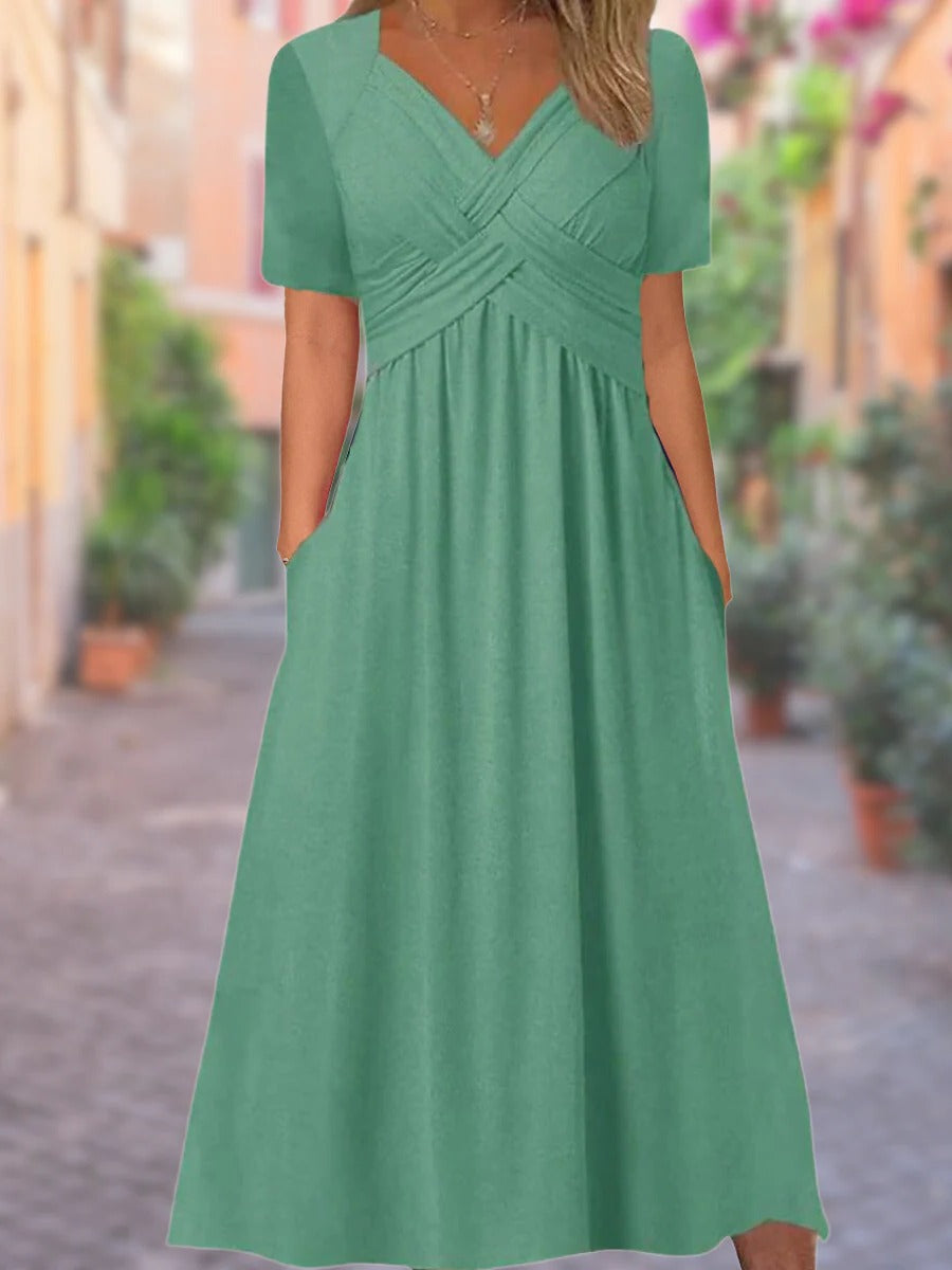 Robe D'Été Encolure En V Confortable Pour Le Quotidien Et Décontractée Idéale Pour Les Sorties De Jour