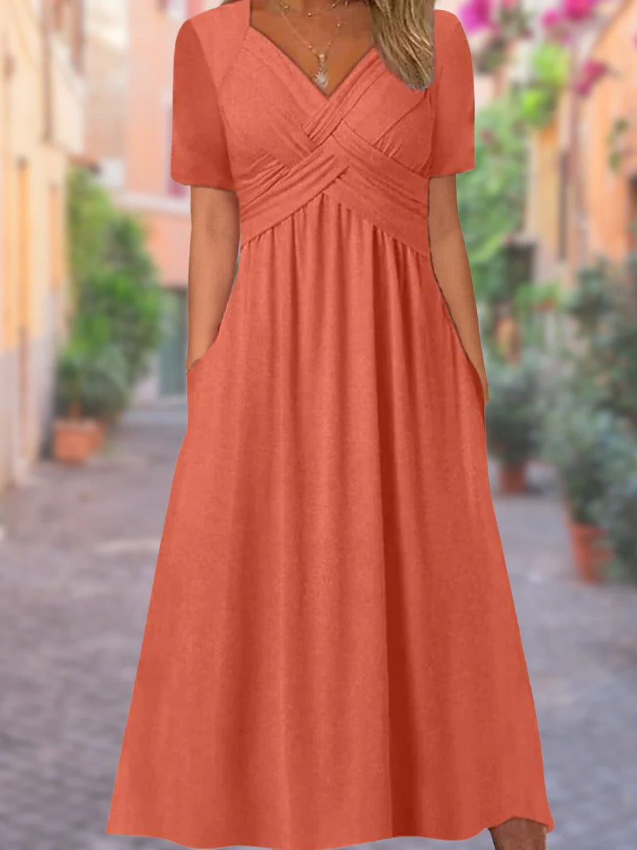 Robe D'Été Encolure En V Confortable Pour Le Quotidien Et Décontractée Idéale Pour Les Sorties De Jour