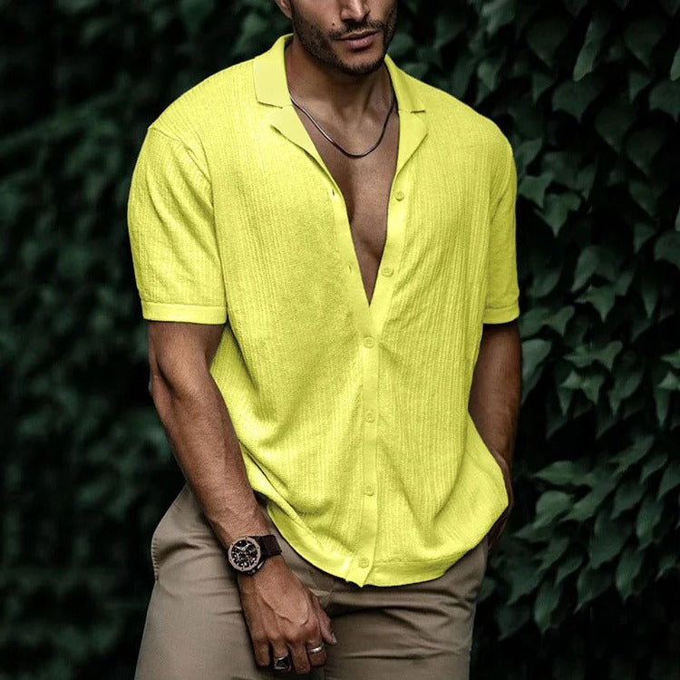 Amawinc Chemise Homme Été Légère À Manches Courtes Boutonnée Style Décontracté Classique