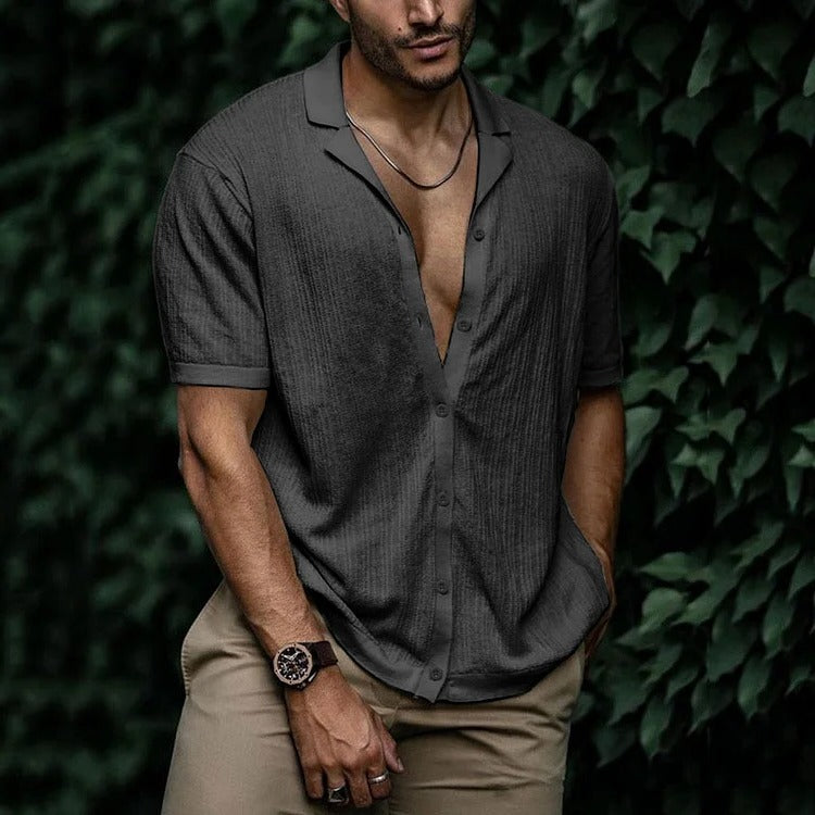 Amawinc Chemise Homme Été Légère À Manches Courtes Boutonnée Style Décontracté Classique