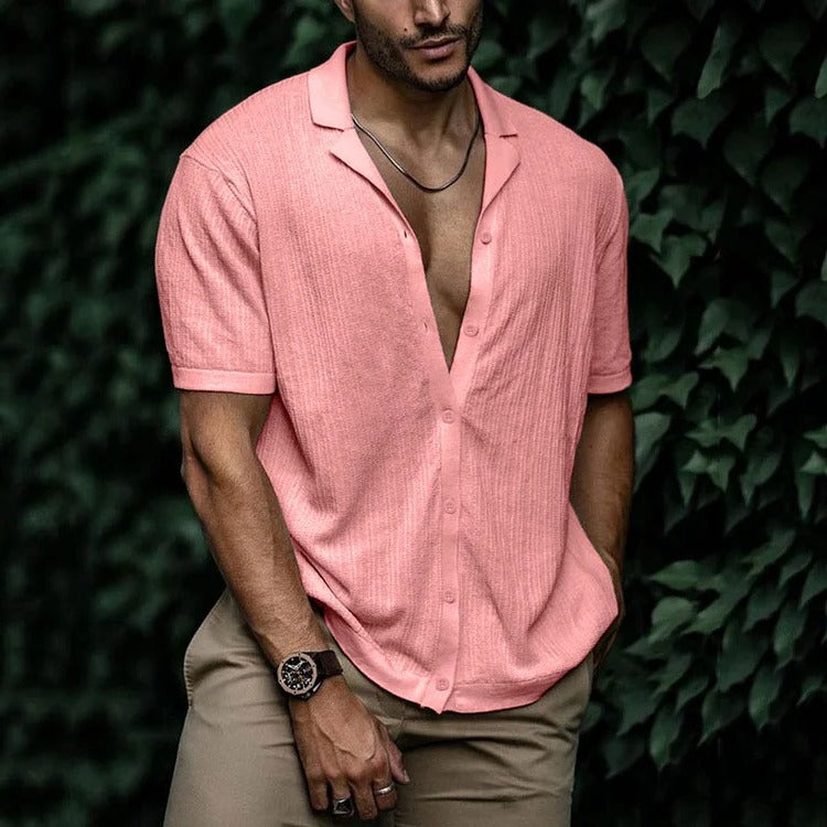 Amawinc Chemise Homme Été Légère À Manches Courtes Boutonnée Style Décontracté Classique