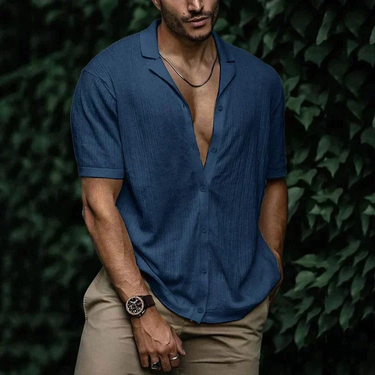 Amawinc Chemise Homme Été Légère À Manches Courtes Boutonnée Style Décontracté Classique