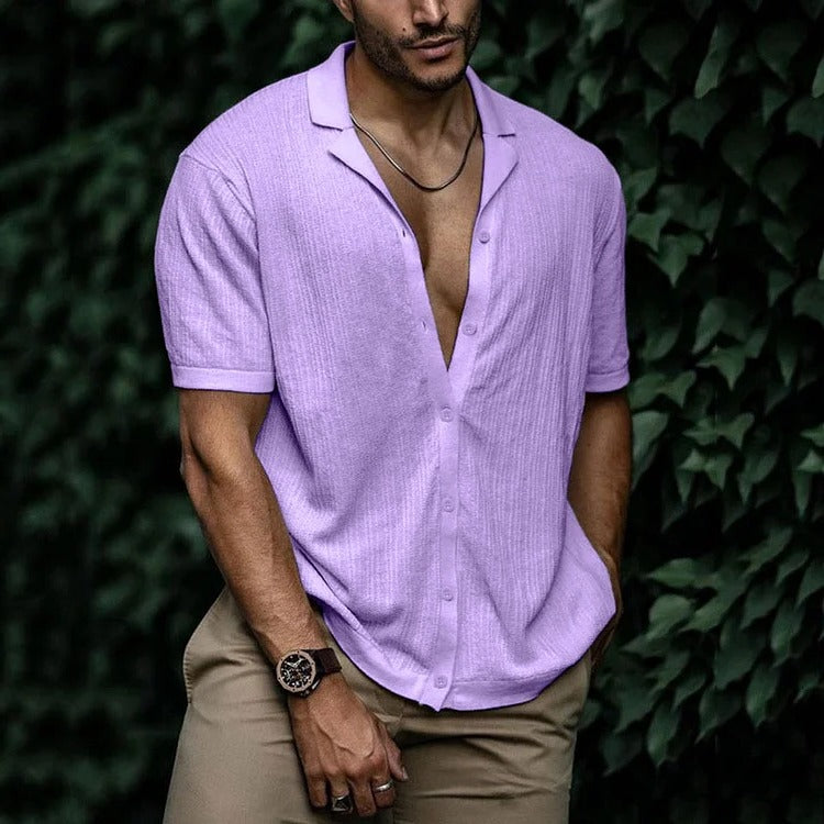 Amawinc Chemise Homme Été Légère À Manches Courtes Boutonnée Style Décontracté Classique