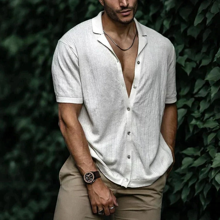 Amawinc Chemise Homme Été Légère À Manches Courtes Boutonnée Style Décontracté Classique