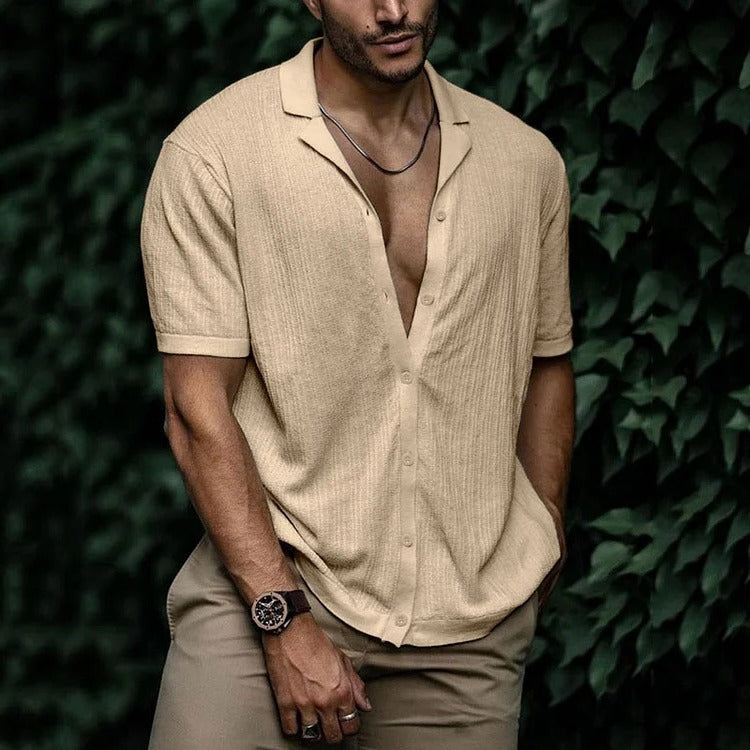 Amawinc Chemise Homme Été Légère À Manches Courtes Boutonnée Style Décontracté Classique