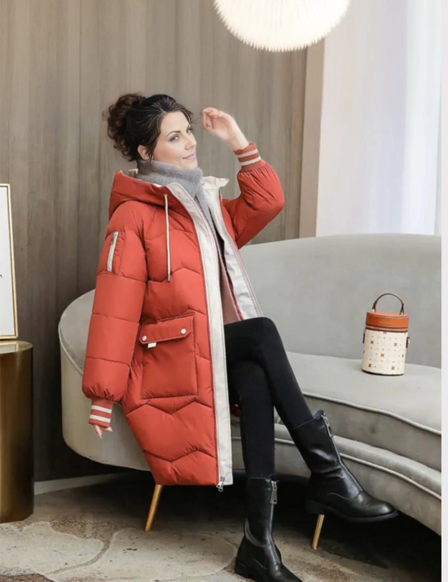 Doudoune Homme À Coupe Ajustée Isolante Avec Doublure Douce Et Capuche Pour Temps Froids