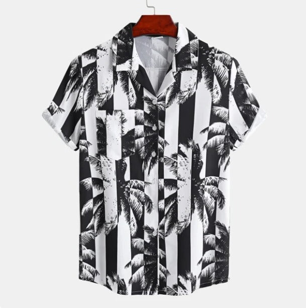 Chemise Hawaïenne Pour Homme À Manches Courtes Amawinc Palmier Imprimé Décontractée Été Confortable Vacances