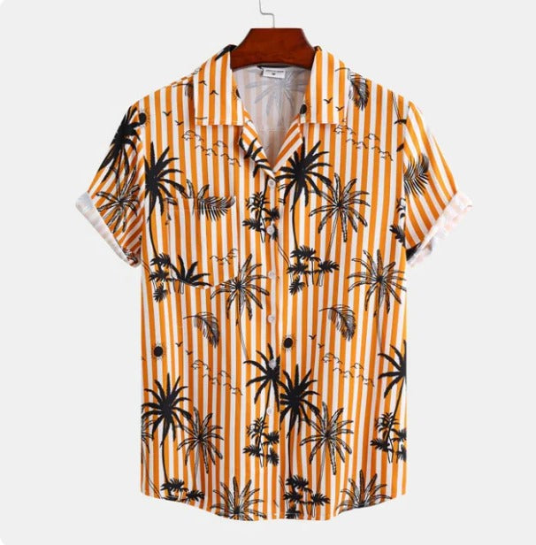 Chemise Hawaïenne Pour Homme À Manches Courtes Amawinc Palmier Imprimé Décontractée Été Confortable Vacances