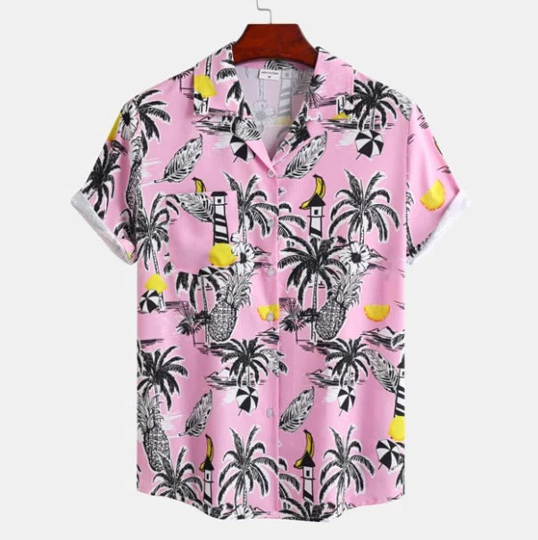 Chemise Hawaïenne Pour Homme À Manches Courtes Amawinc Palmier Imprimé Décontractée Été Confortable Vacances