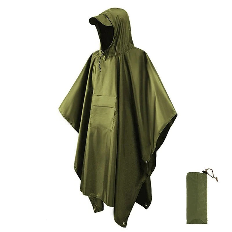 Imperméable Poncho à Capuche Étanche pour Activités Extérieures Pliable avec Poche Frontale