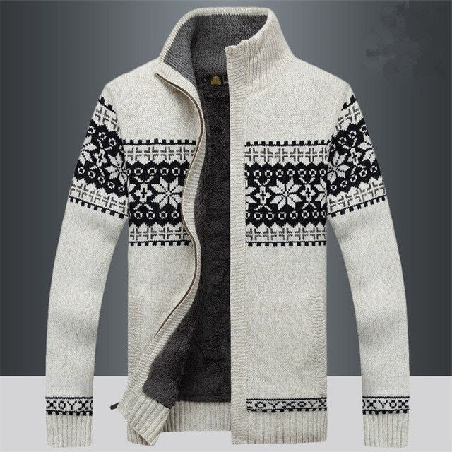 Veste Tricotee D'Hiver Pour Homme Zip Avant Avec Motif Nordique Chaude Pour Usage Quotidien