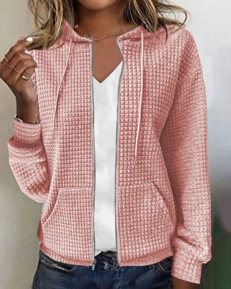 Cardigan Femme Avec Capuche Et Fermeture Éclair Pour Automne Hiver Confort Décontracté