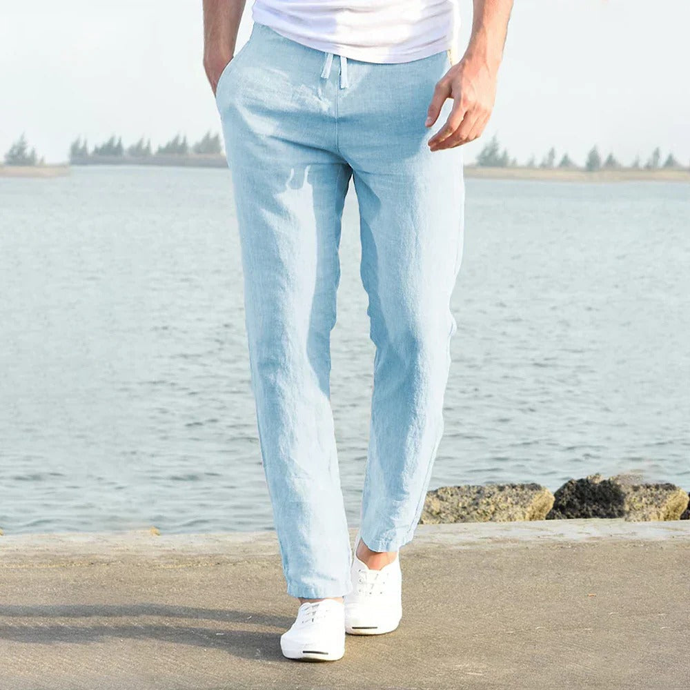 Amawinc Pantalon Décontracté Homme Été Léger Respirant Pour Temps Chaud Coupe Ample Confortable