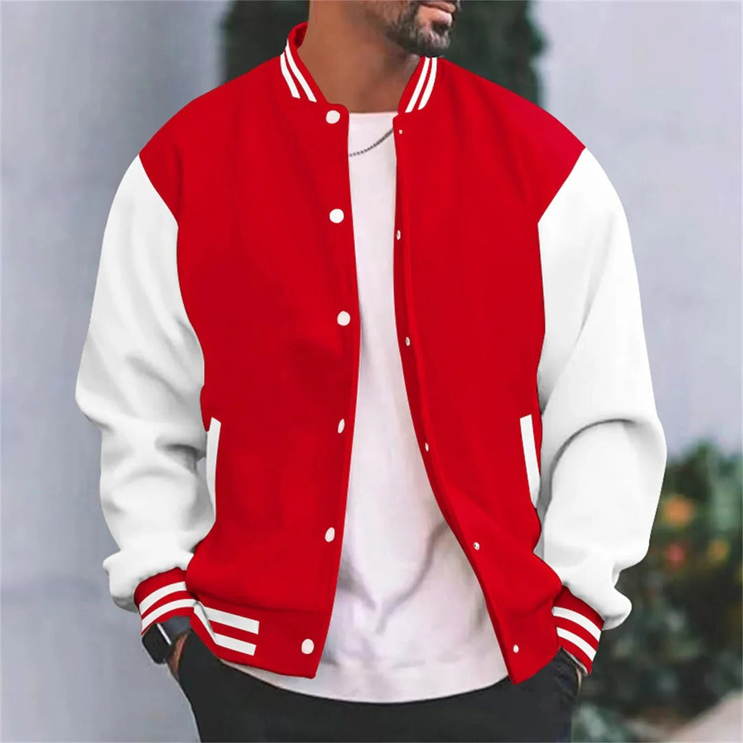Veste Bomber Style Baseball Pour Homme Avec Manches Blanches Léger Manteau Décontracté Automne