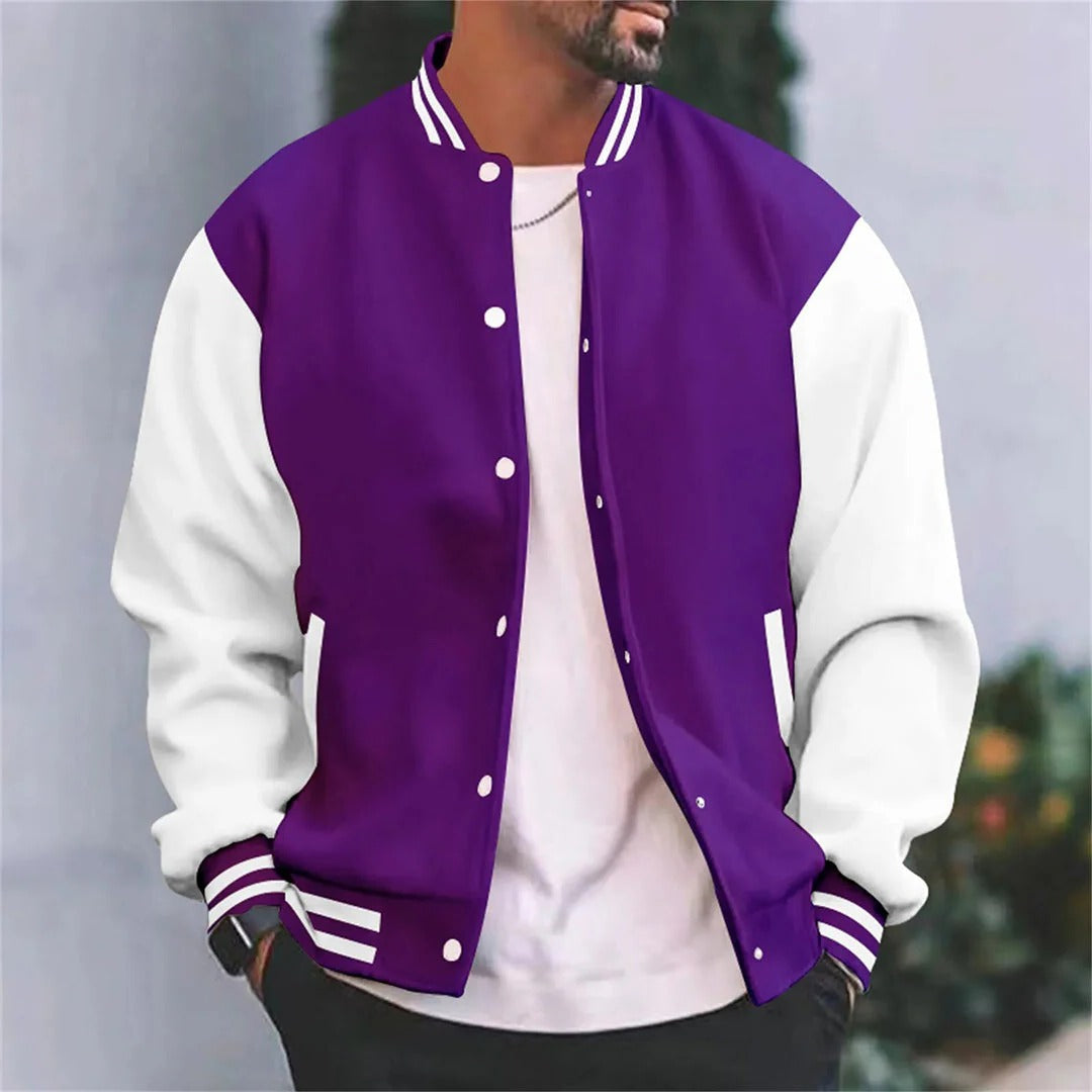 Veste Bomber Style Baseball Pour Homme Avec Manches Blanches Léger Manteau Décontracté Automne