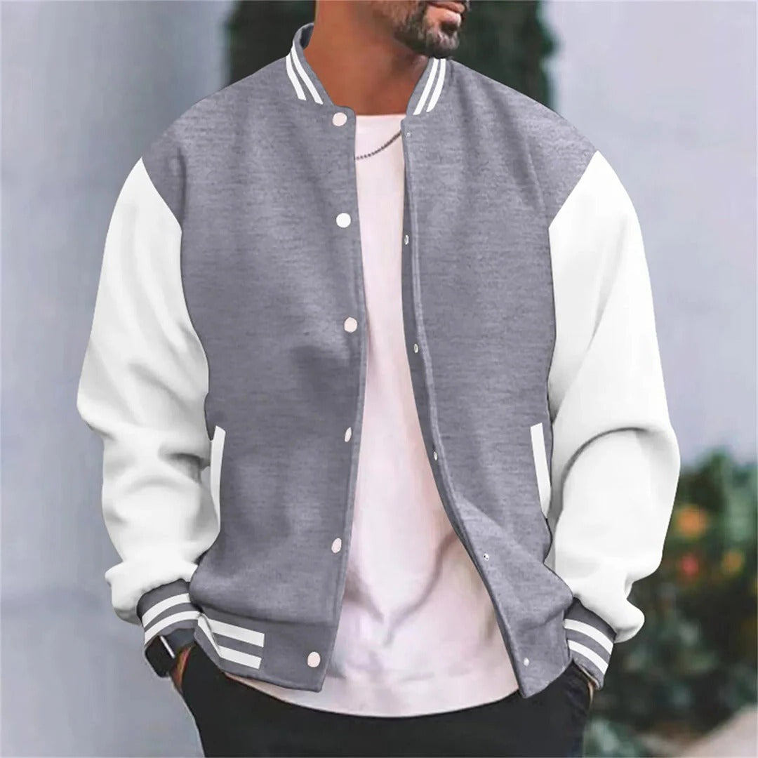 Veste Bomber Style Baseball Pour Homme Avec Manches Blanches Léger Manteau Décontracté Automne
