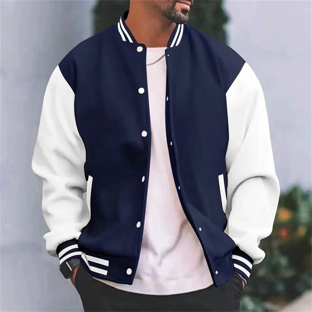 Veste Bomber Style Baseball Pour Homme Avec Manches Blanches Léger Manteau Décontracté Automne