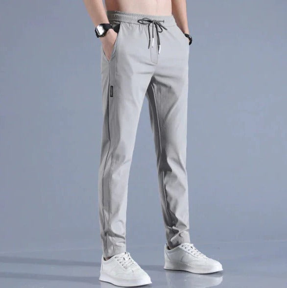 Pantalon Homme Stretch Léger À Séchage Rapide Pour Été Avec Cordon Ajustable Et Coupe Ajustée