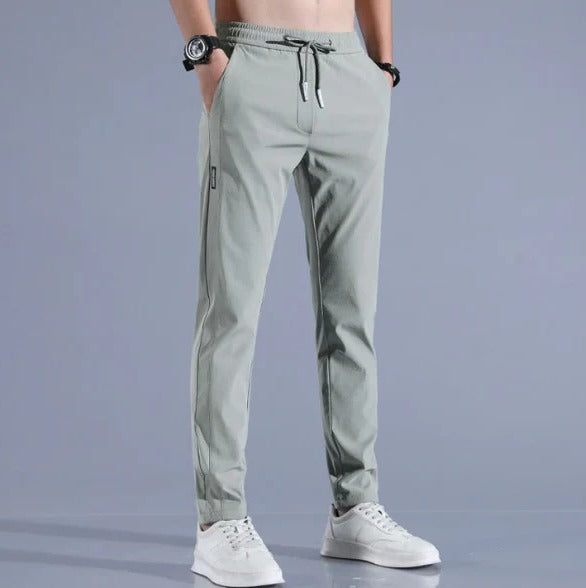 Pantalon Homme Stretch Léger À Séchage Rapide Pour Été Avec Cordon Ajustable Et Coupe Ajustée