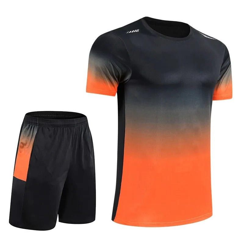 Ensemble Vêtements De Sport Pour Homme Amawinc Dégradé Avec T Shirt À Manches Courtes Et Short Coordonné Entraînement