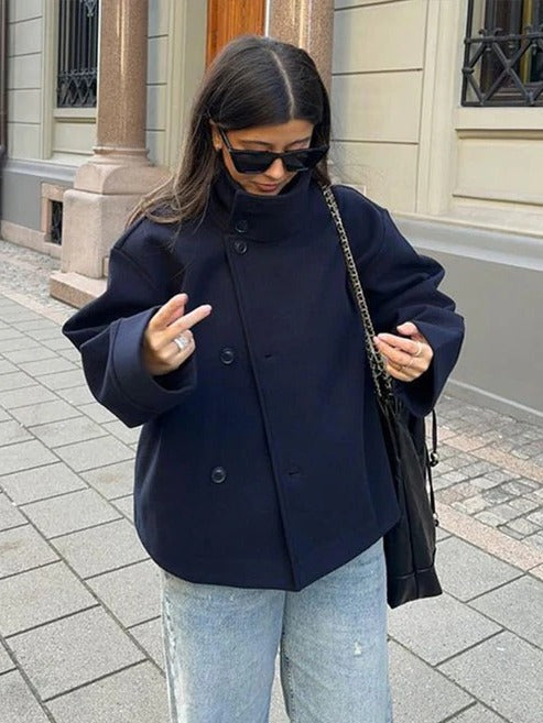 Amawinc Manteau Court Double Boutonnage Pour Saisons Fraîches À Hauteur De Hanche