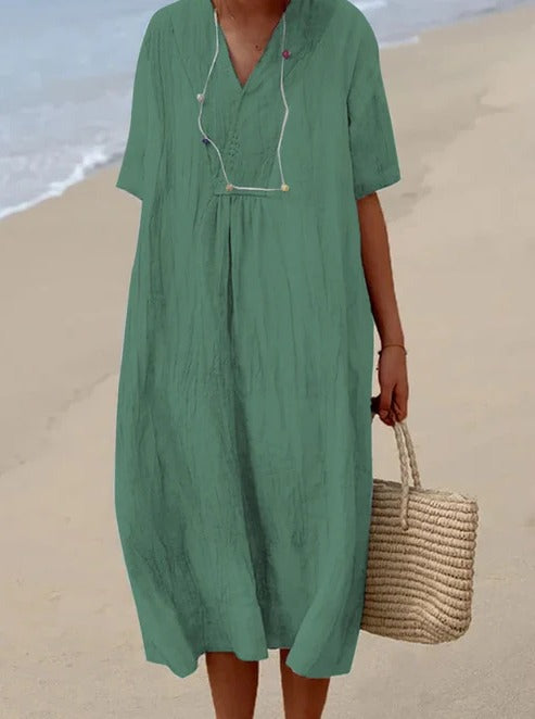 Robe Été Jasmine Midi Respirante et Confortable Pour Journées Chaudes et Sorties Décontractées