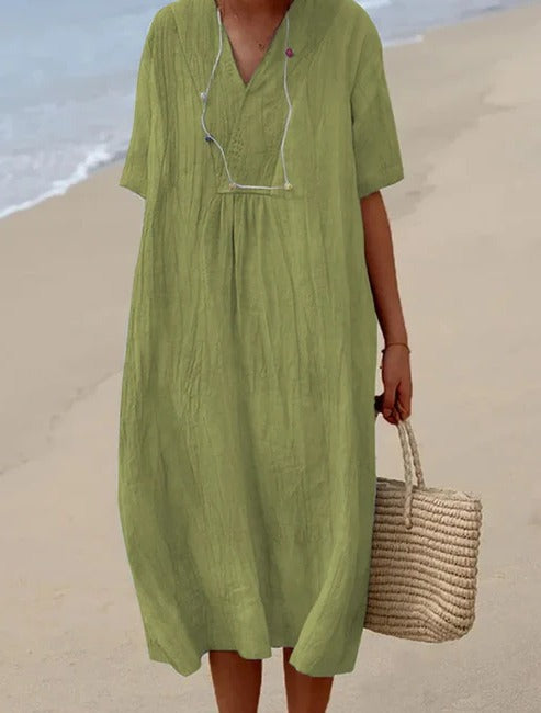 Robe Été Jasmine Midi Respirante et Confortable Pour Journées Chaudes et Sorties Décontractées