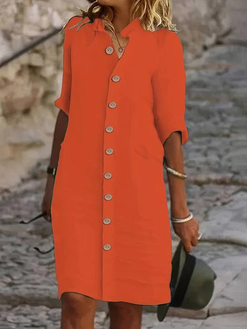 Robe Chemise À Boutons Sur Le Devant Col Traditionnel Polyvalente Pour Villes Urbaines Et Vacances