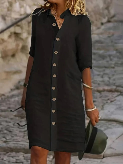 Robe Chemise À Boutons Sur Le Devant Col Traditionnel Polyvalente Pour Villes Urbaines Et Vacances
