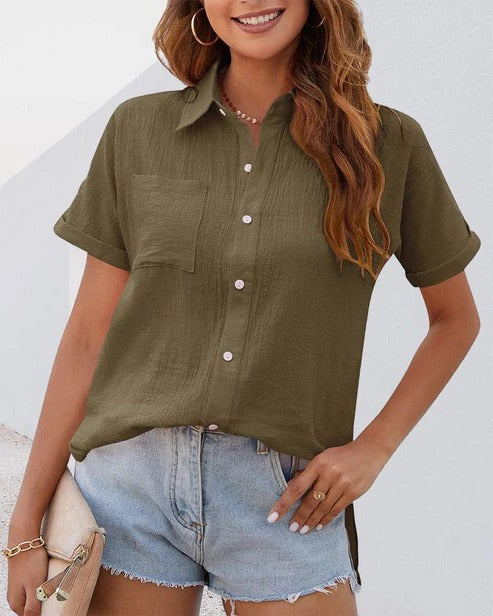 Blouse Femme À Col Boutonnée Décontractée Légère Pour Toutes Occasions Idéale Pour Le Travail Et Les Sorties Quotidiennes