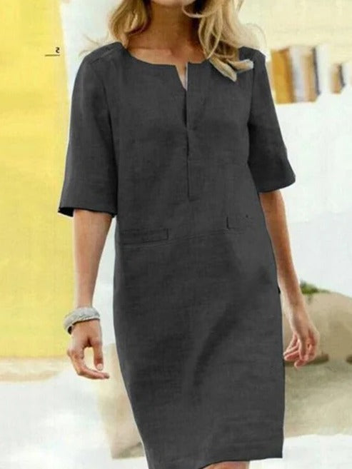 Robe D'Été Pour Femme À Manches Courtes Minimaliste Par Amawinc Polyvalente Pour Jour Et Soir