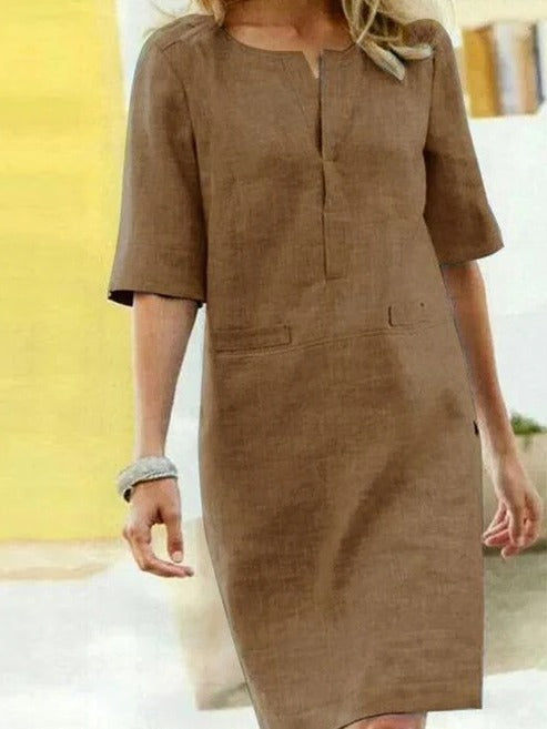 Robe D'Été Pour Femme À Manches Courtes Minimaliste Par Amawinc Polyvalente Pour Jour Et Soir