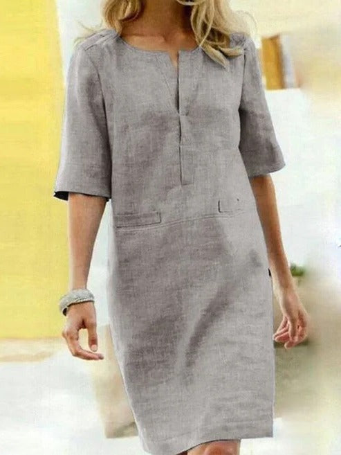Robe D'Été Pour Femme À Manches Courtes Minimaliste Par Amawinc Polyvalente Pour Jour Et Soir